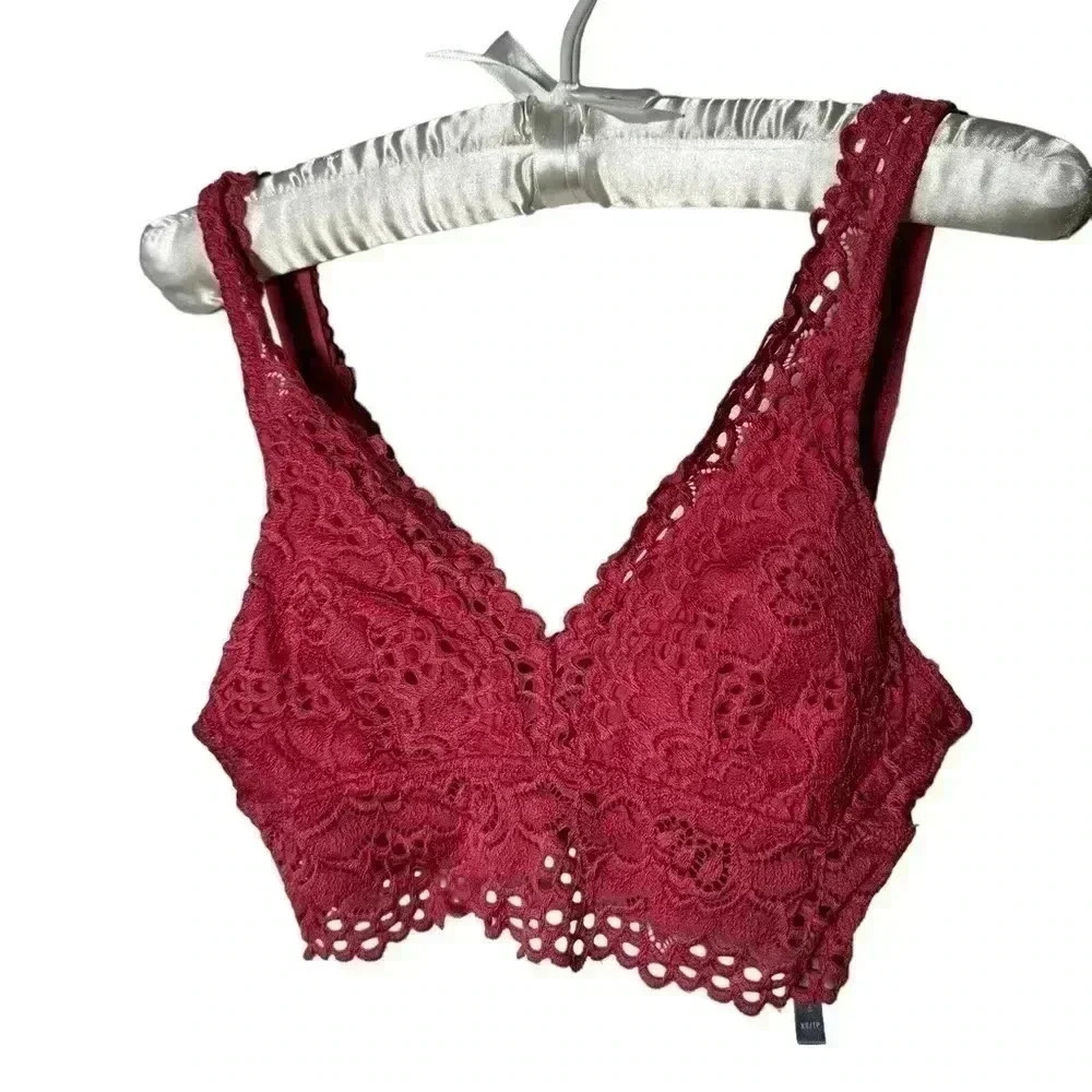 Aerie eyelet lace dreamy raspberry bralette XS